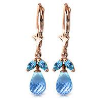 Blue Topaz Snowdrop Briolette Earrings 3.4ctw in 9ct Rose Gold