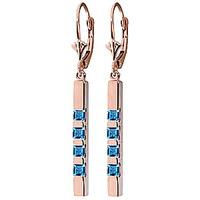 blue topaz bar drop earrings 07ctw in 9ct rose gold