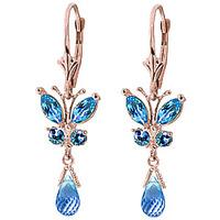 blue topaz butterfly drop earrings 274ctw in 9ct rose gold