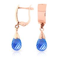 Blue Topaz Teardrop Briolette Earrings 2.5ctw in 9ct Rose Gold