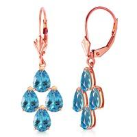 Blue Topaz Drop Earrings 4.5ctw in 9ct Rose Gold