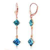 Blue Topaz Two Tier Drop Earrings 3.75ctw in 9ct Rose Gold