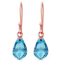 blue topaz zeal briolette drop earrings 27ctw in 9ct rose gold