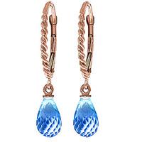 Blue Topaz Plait Stem Briolette Drop Earrings 3.0ctw in 9ct Rose Gold