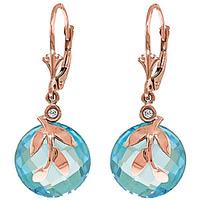 blue topaz and diamond olive leaf drop earrings 106ctw in 9ct rose gol ...