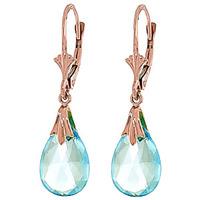 Blue Topaz Droplet Briolette Earrings 6.0ctw in 9ct Rose Gold