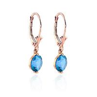 Blue Topaz Drop Earrings 3.1ctw in 9ct Rose Gold