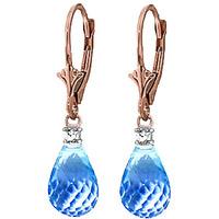 Blue Topaz and Diamond Droplet Earrings 4.5ctw in 9ct Rose Gold