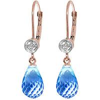 Blue Topaz and Diamond Illusion Drop Earrings 4.5ctw in 9ct Rose Gold