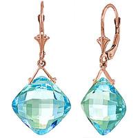 Blue Topaz Deflection Drop Earrings 17.5ctw in 9ct Rose Gold