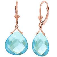 Blue Topaz Star Heart Drop Earrings 17.0ctw in 9ct Rose Gold