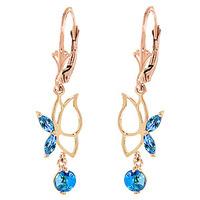 blue topaz butterfly drop earrings 035ctw in 9ct rose gold