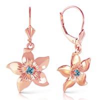 Blue Topaz Flower Star Drop Earrings 0.2ctw in 9ct Rose Gold