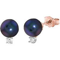 Black Pearl and Diamond Stud Earrings 4.0ctw in 9ct Rose Gold