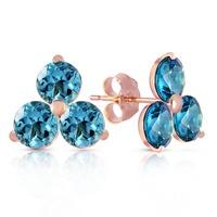 Blue Topaz Trinity Stud Earrings 1.5ctw in 9ct Rose Gold