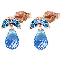 Blue Topaz Snowdrop Briolette Stud Earrings 3.4ctw in 9ct Rose Gold