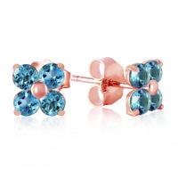 Blue Topaz Clover Stud Earrings 1.15ctw in 9ct Rose Gold