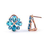 Blue Topaz Sunflower Stud Earrings 4.85ctw in 9ct Rose Gold