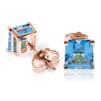 Blue Topaz Stud Earrings 1.75ctw in 9ct Rose Gold