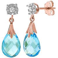 Blue Topaz and Diamond Comet Stud Earrings 6.0ctw in 9ct Rose Gold