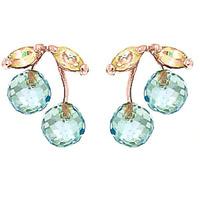 Blue Topaz and Peridot Cherry Drop Stud Earrings 2.9ctw in 9ct Rose Gold
