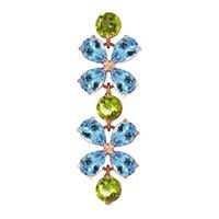 Blue Topaz and Peridot Blossom Bracelet 20.7ctw in 9ct Rose Gold