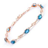 Blue Topaz and Diamond Classic Tennis Bracelet 3.38ctw in 9ct Rose Gold