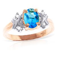 blue topaz and diamond ring 085ct in 9ct rose gold