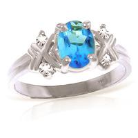 Blue Topaz and Diamond Ring 0.85ct in 9ct White Gold