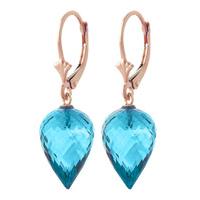 Blue Topaz Briolette Drop Earrings 22.5ctw in 9ct Rose Gold