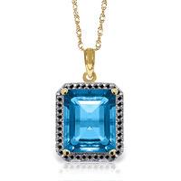 Blue Topaz and Diamond Halo Pendant Necklace 7.6ct in 9ct Gold