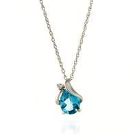 Blue Topaz and Diamond Pendant Necklace 2.5ct in 9ct White Gold