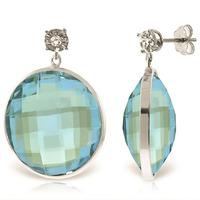 Blue Topaz and Diamond Stud Earrings 46.0ctw in 9ct White Gold