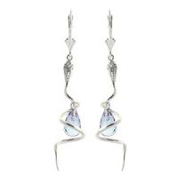 blue topaz and diamond serpent earrings 45ctw in 9ct white gold