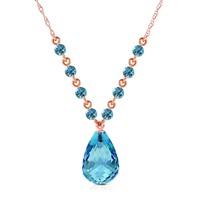 blue topaz briolette pendant necklace 115ctw in 9ct rose gold