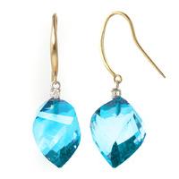 Blue Topaz and Diamond Drop Earrings 27.8ctw in 9ct Gold