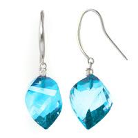 Blue Topaz and Diamond Drop Earrings 27.8ctw in 9ct White Gold