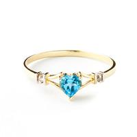 Blue Topaz and Diamond Ring 0.45ct in 9ct Gold