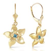 Blue Topaz Flower Star Drop Earrings 0.2ctw in 9ct Gold