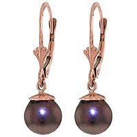 Black Pearl Snowcap Drop Earrings 4.0ctw in 9ct Rose Gold