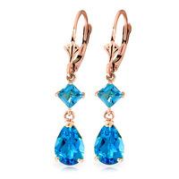 Blue Topaz Droplet Earrings 4.5ctw in 9ct Rose Gold