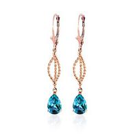 Blue Topaz Sceptre Drop Earrings 3.0ctw in 9ct Rose Gold