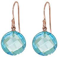 Blue Topaz Chequer Cut Drop Earrings 12.0ctw in 9ct Rose Gold