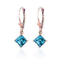 Blue Topaz Drop Earrings 3.2ctw in 9ct Rose Gold