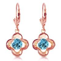 Blue Topaz Corona Drop Earrings 1.1ctw in 9ct Rose Gold