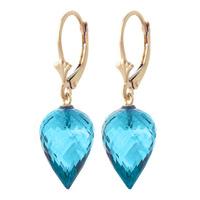 Blue Topaz Briolette Drop Earrings 22.5ctw in 9ct Gold