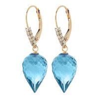 Blue Topaz and Diamond Drop Earrings 22.5ctw in 9ct Gold