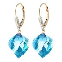 Blue Topaz and Diamond Drop Earrings 27.85ctw in 9ct Gold