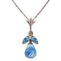 blue topaz snowdrop briolette pendant necklace 17ctw in 9ct rose gold