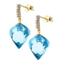 Blue Topaz and Diamond Stud Earrings 27.8ctw in 9ct Gold